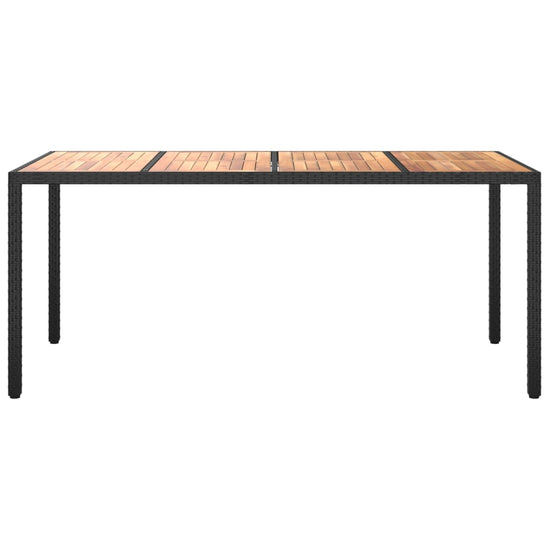Tuintafel 190x90x75 cm poly rattan en acaciahout zwart MeubelReus