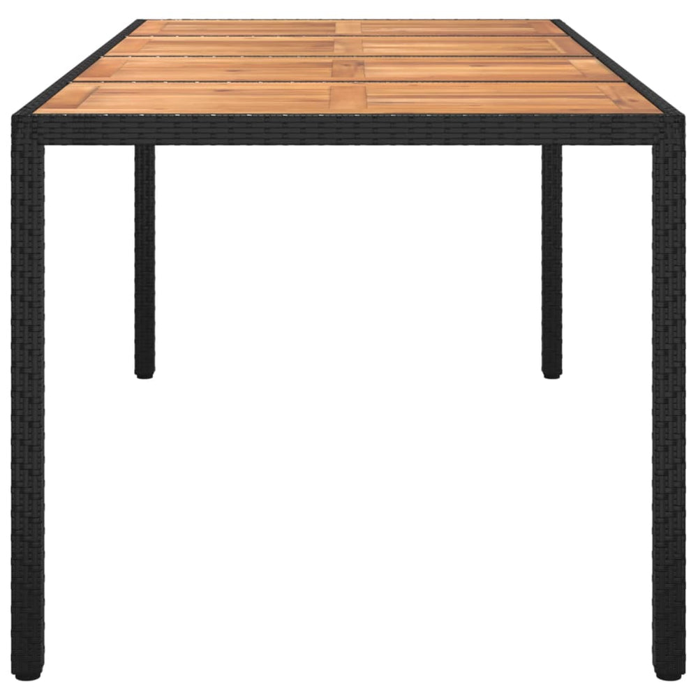 Tuintafel 190x90x75 cm poly rattan en acaciahout zwart MeubelReus