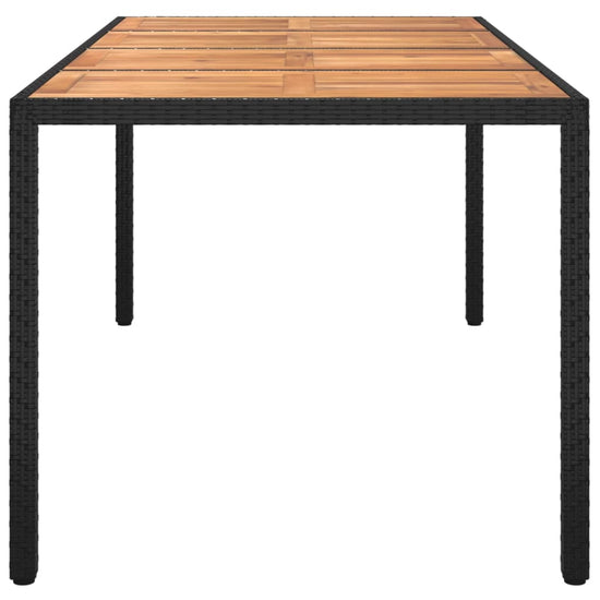 Tuintafel 190x90x75 cm poly rattan en acaciahout zwart MeubelReus