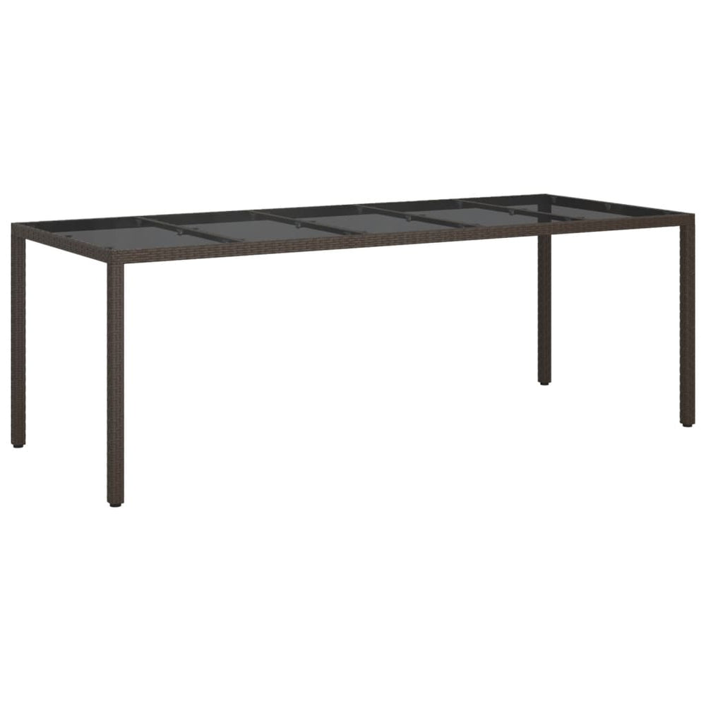 Tuintafel 250x100x75 cm gehard glas en poly rattan bruin MeubelReus