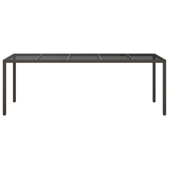 Tuintafel 250x100x75 cm gehard glas en poly rattan bruin MeubelReus