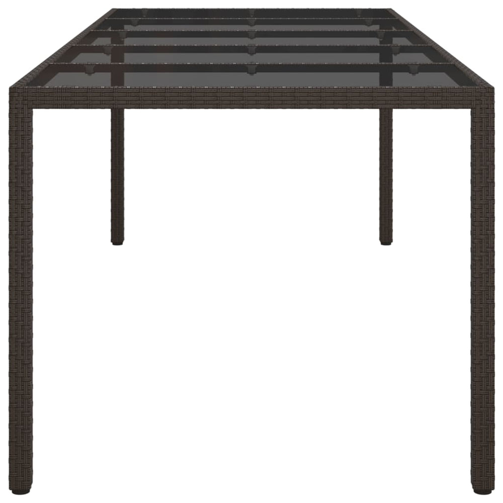 Tuintafel 250x100x75 cm gehard glas en poly rattan bruin MeubelReus