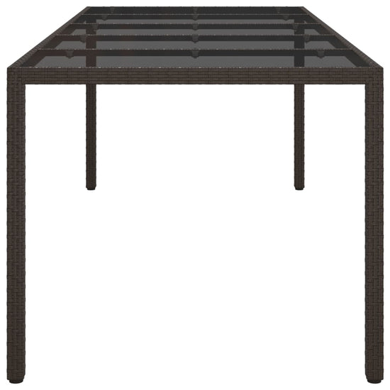 Tuintafel 250x100x75 cm gehard glas en poly rattan bruin MeubelReus