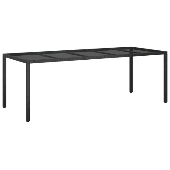 Tuintafel 250x100x75 cm gehard glas en poly rattan zwart MeubelReus