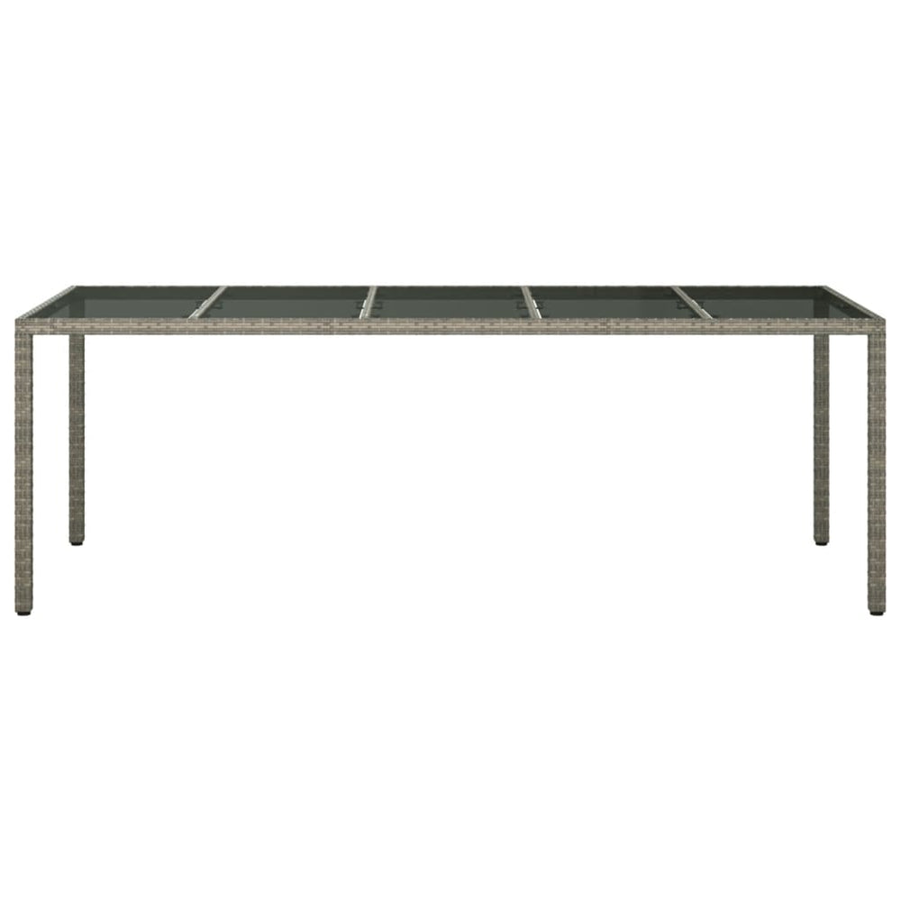Tuintafel 250x100x75 cm gehard glas en poly rattan grijs MeubelReus