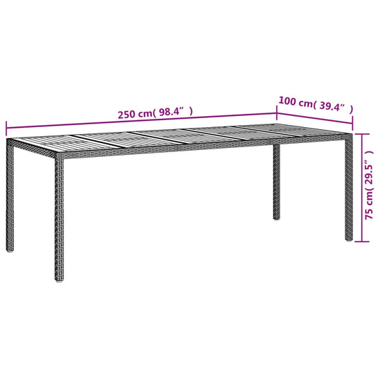Tuintafel 250x100x75 cm poly rattan zwart MeubelReus