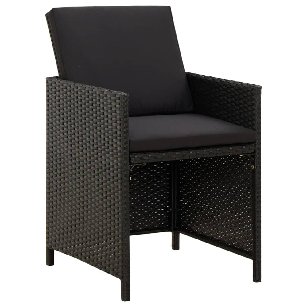 Tuinstoelen 4 st met kussens poly rattan zwart MeubelReus