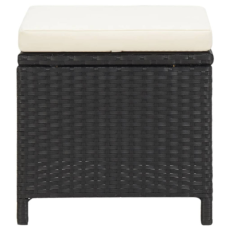 Tuinkrukken 4 st met kussens poly rattan zwart MeubelReus