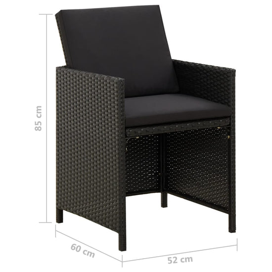 Tuinstoelen 2 st met kussens poly rattan zwart MeubelReus
