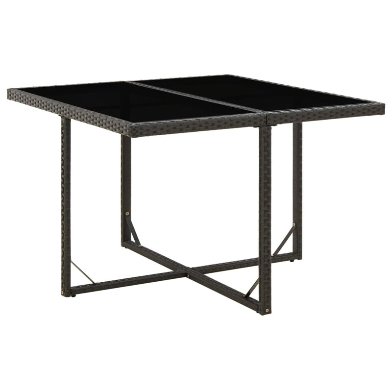 Tuintafel 109x107x74 cm poly rattan en glas zwart MeubelReus