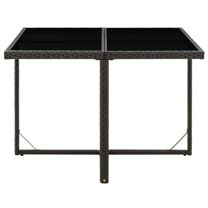 Tuintafel 109x107x74 cm poly rattan en glas zwart MeubelReus