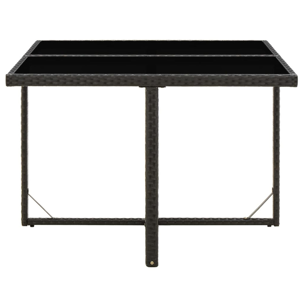 Tuintafel 109x107x74 cm poly rattan en glas zwart MeubelReus