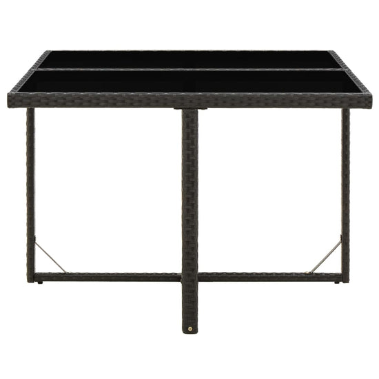 Tuintafel 109x107x74 cm poly rattan en glas zwart MeubelReus