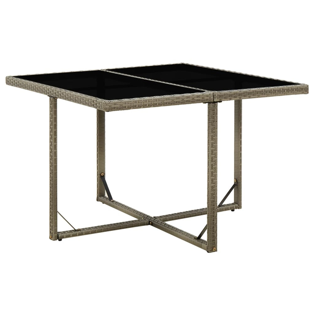 Tuintafel 109x107x74 cm poly rattan en glas grijs MeubelReus