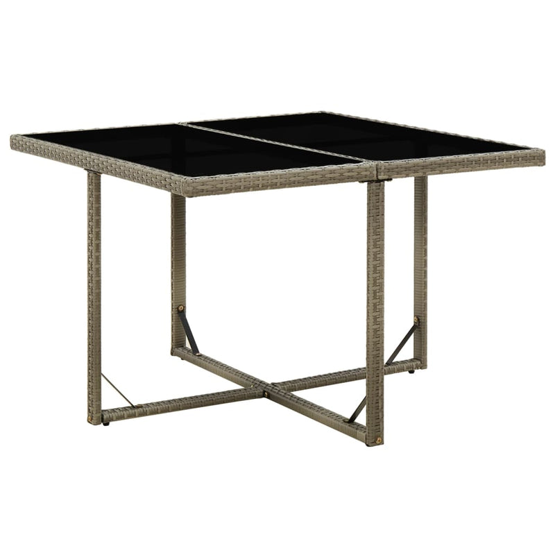 Tuintafel 109x107x74 cm poly rattan en glas grijs MeubelReus