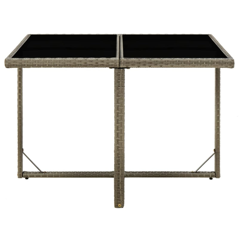 Tuintafel 109x107x74 cm poly rattan en glas grijs MeubelReus