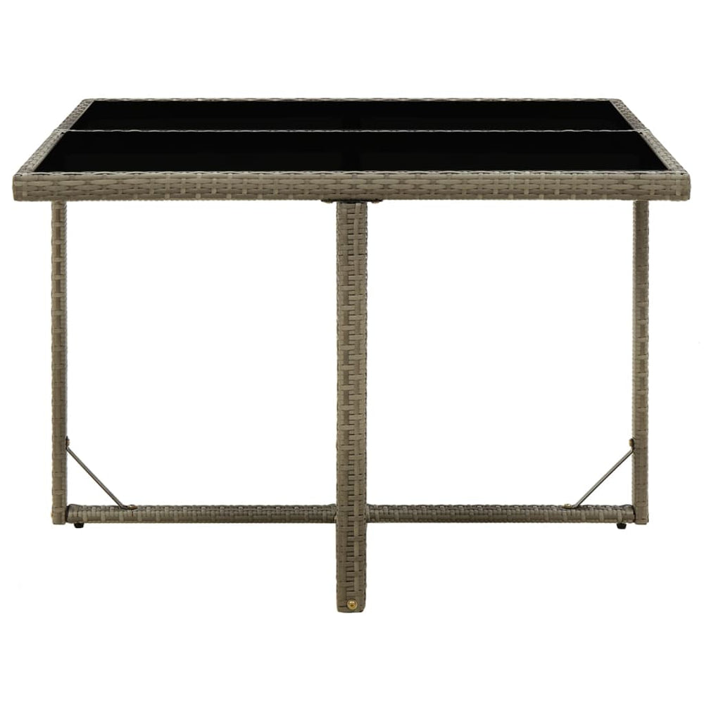 Tuintafel 109x107x74 cm poly rattan en glas grijs MeubelReus