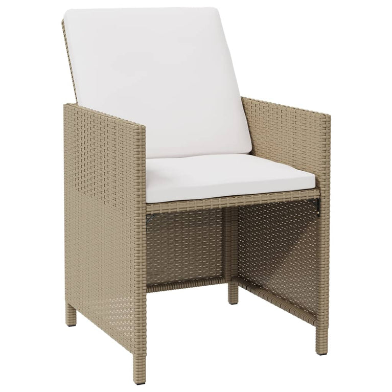 Tuinstoelen 4 st met kussens poly rattan beige MeubelReus