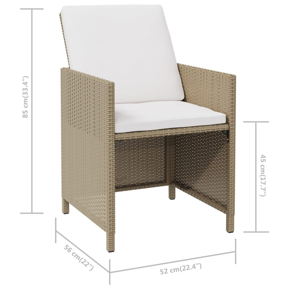Tuinstoelen 4 st met kussens poly rattan beige MeubelReus