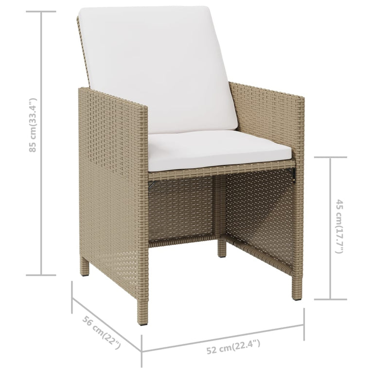 Tuinstoelen 4 st met kussens poly rattan beige MeubelReus