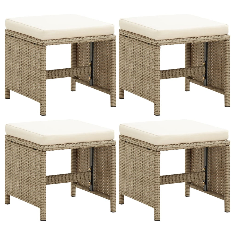 Tuinkrukken 4 st met kussens poly rattan beige MeubelReus