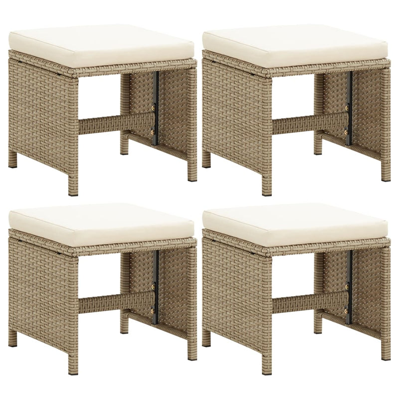 Tuinkrukken 4 st met kussens poly rattan beige MeubelReus