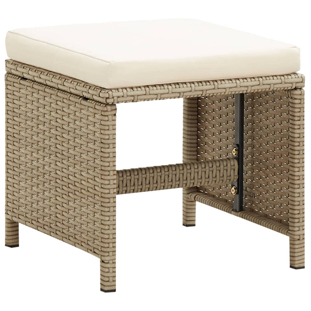 Tuinkrukken 4 st met kussens poly rattan beige MeubelReus
