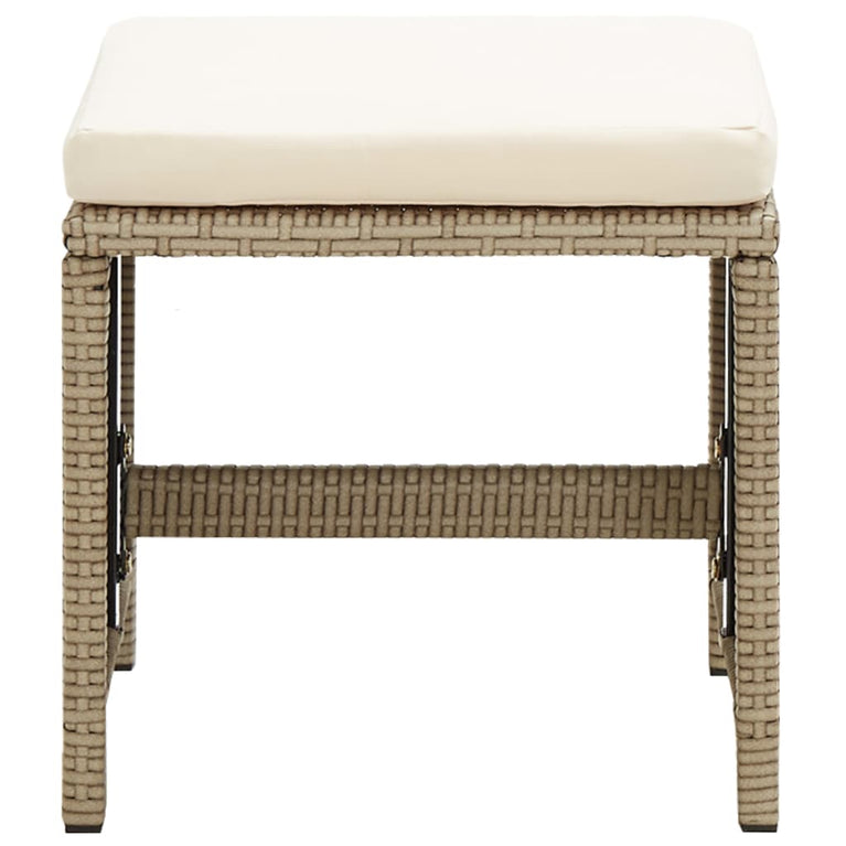 Tuinstoelen 2 st met voetenbanken poly rattan beige MeubelReus