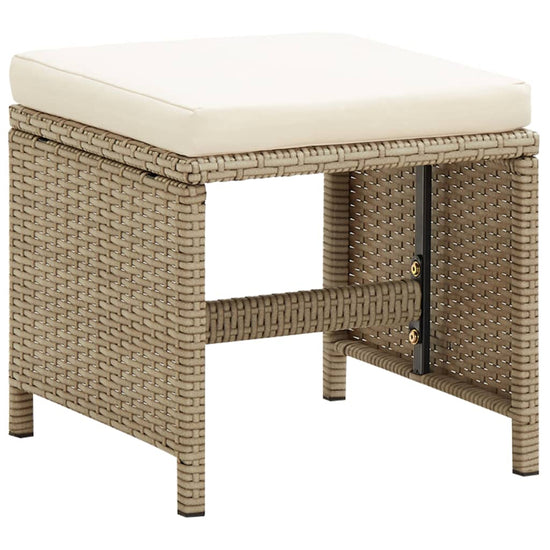 Tuinstoelen 2 st met voetenbanken poly rattan beige MeubelReus