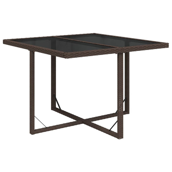 Tuintafel 109x107x74 cm poly rattan en glas bruin MeubelReus