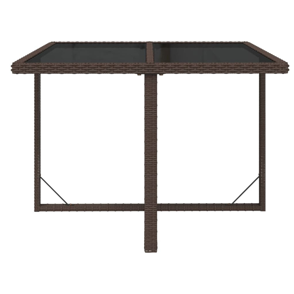 Tuintafel 109x107x74 cm poly rattan en glas bruin MeubelReus
