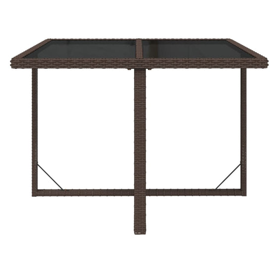 Tuintafel 109x107x74 cm poly rattan en glas bruin MeubelReus