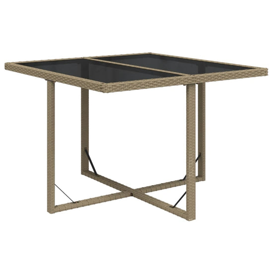 Tuintafel 109x107x74 cm poly rattan en glas beige MeubelReus