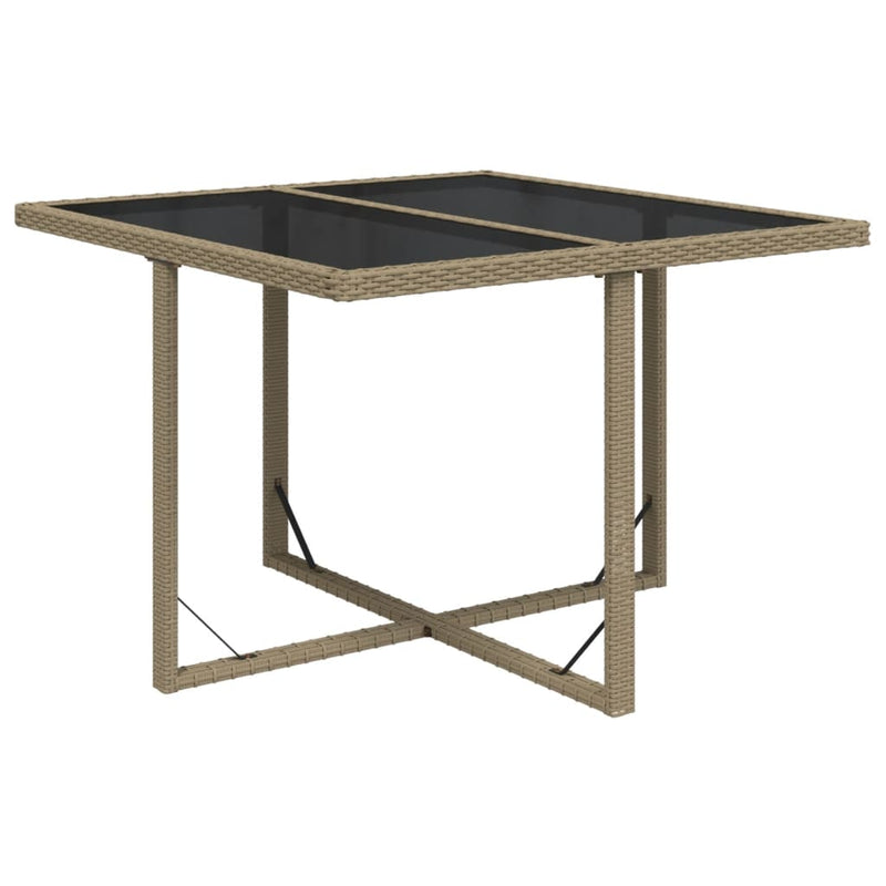 Tuintafel 109x107x74 cm poly rattan en glas beige MeubelReus
