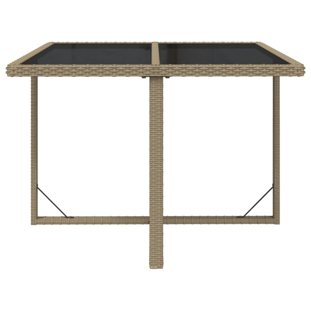 Tuintafel 109x107x74 cm poly rattan en glas beige MeubelReus
