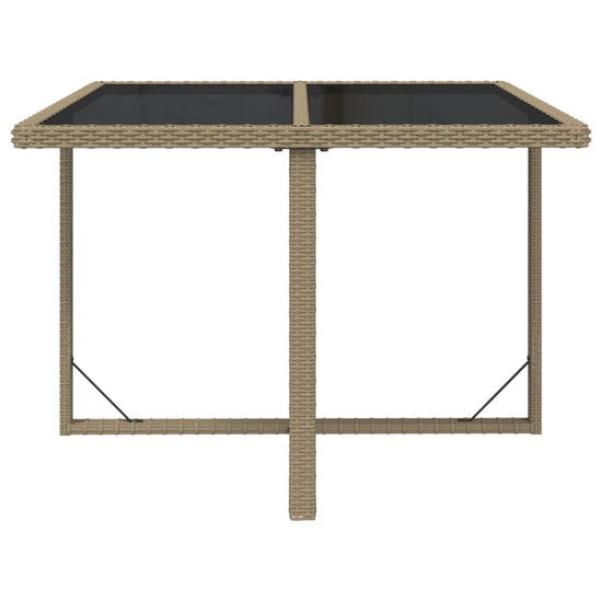 Tuintafel 109x107x74 cm poly rattan en glas beige MeubelReus