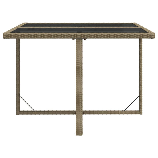 Tuintafel 109x107x74 cm poly rattan en glas beige MeubelReus