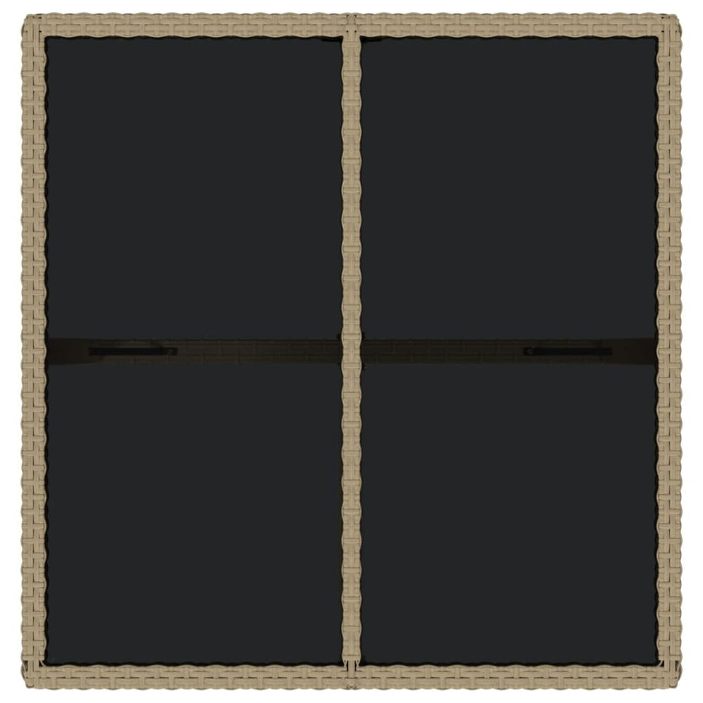 Tuintafel 109x107x74 cm poly rattan en glas beige MeubelReus