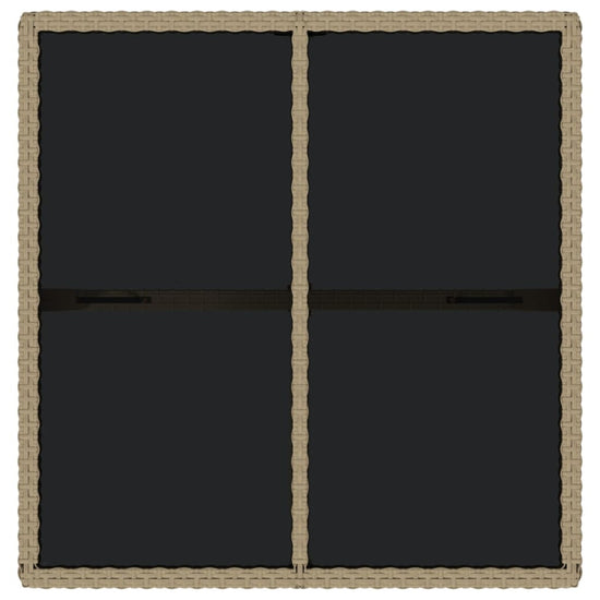 Tuintafel 109x107x74 cm poly rattan en glas beige MeubelReus