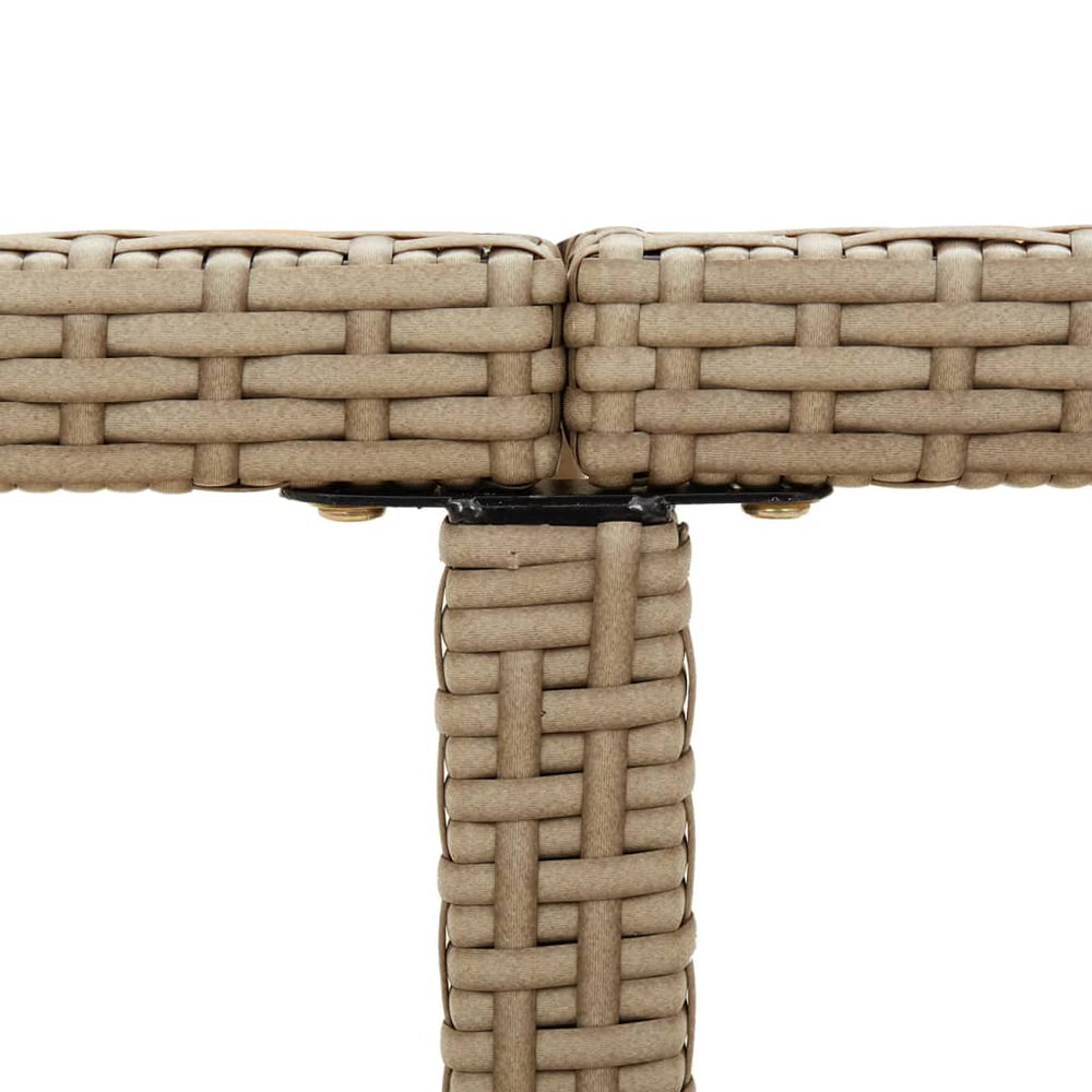 Tuintafel 109x107x74 cm poly rattan en glas beige MeubelReus