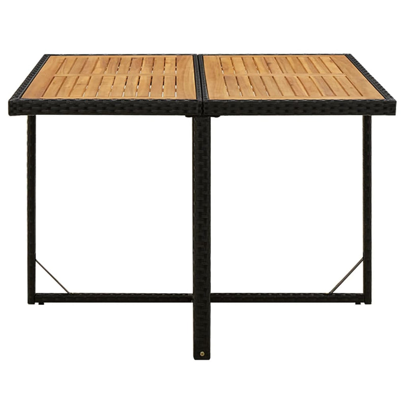 Tuintafel 109x107x74 cm poly rattan en massief acaciahout zwart MeubelReus