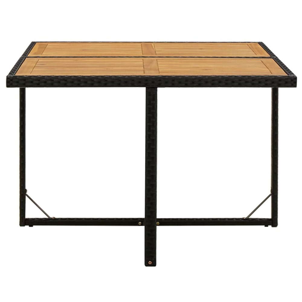 Tuintafel 109x107x74 cm poly rattan en massief acaciahout zwart MeubelReus