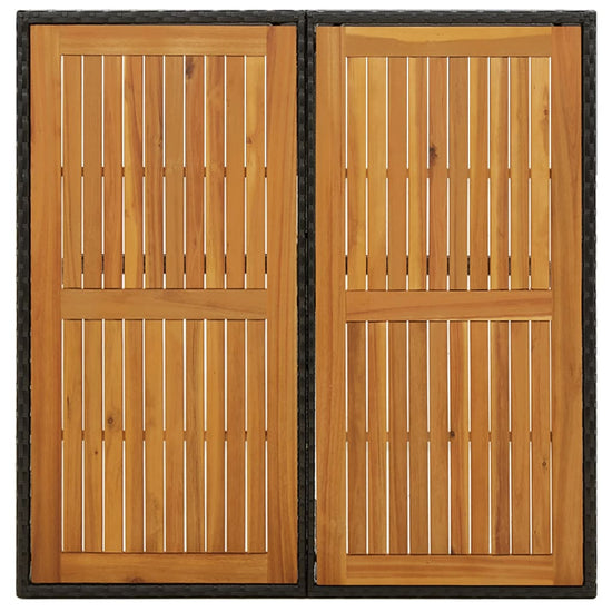 Tuintafel 109x107x74 cm poly rattan en massief acaciahout zwart MeubelReus