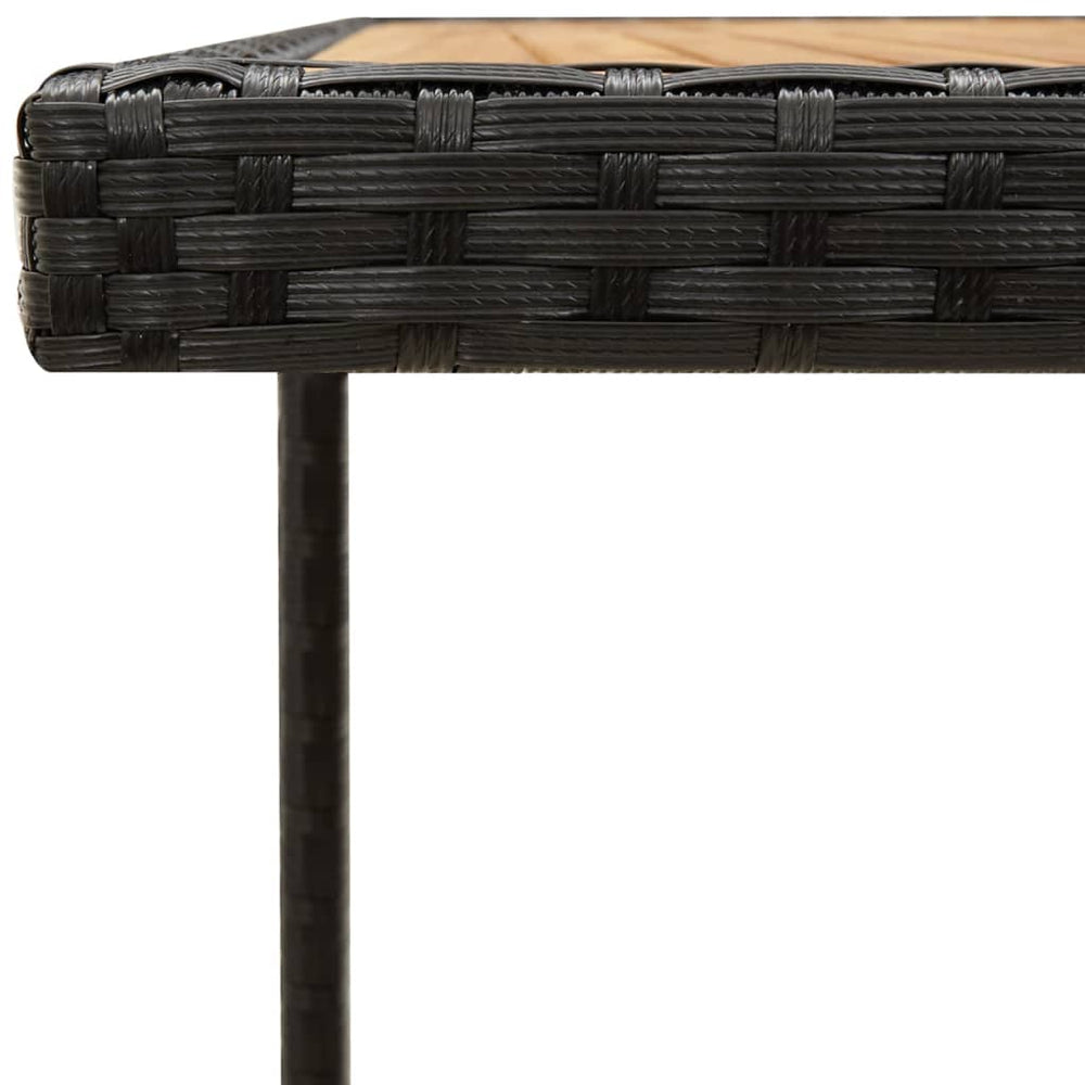 Tuintafel 109x107x74 cm poly rattan en massief acaciahout zwart MeubelReus