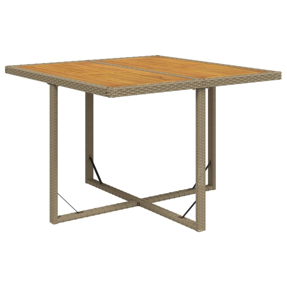 Tuintafel 109x107x74 cm poly rattan en massief acaciahout beige MeubelReus