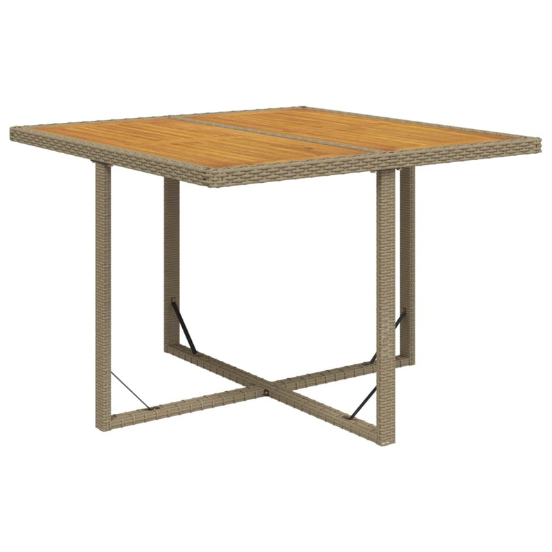 Tuintafel 109x107x74 cm poly rattan en massief acaciahout beige MeubelReus