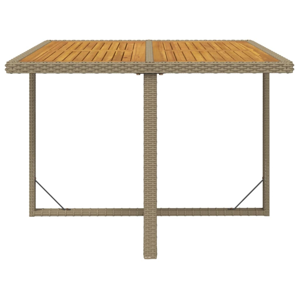 Tuintafel 109x107x74 cm poly rattan en massief acaciahout beige MeubelReus