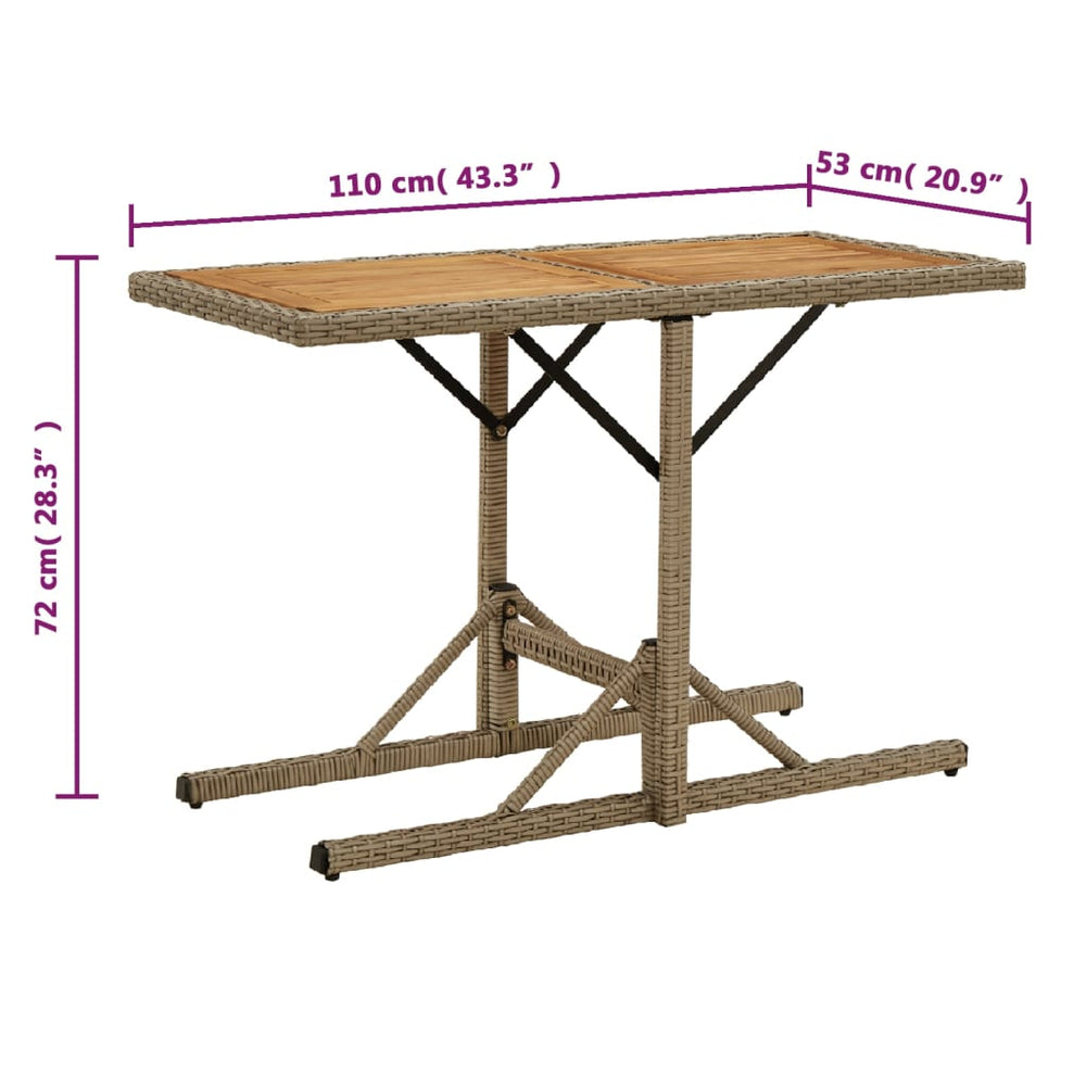 Tuintafel massief acaciahout en poly rattan beige MeubelReus