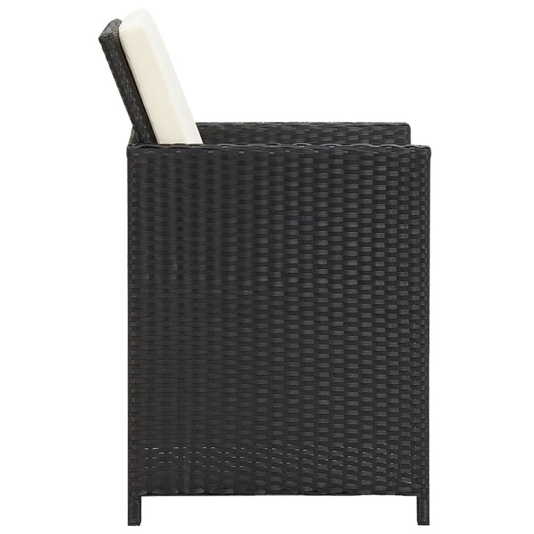 Tuinstoelen met kussens 4 st poly rattan zwart