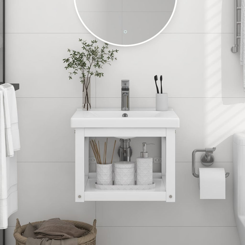 Wastafelframe wandgemonteerd 40x38x31 cm ijzer wit MeubelReus